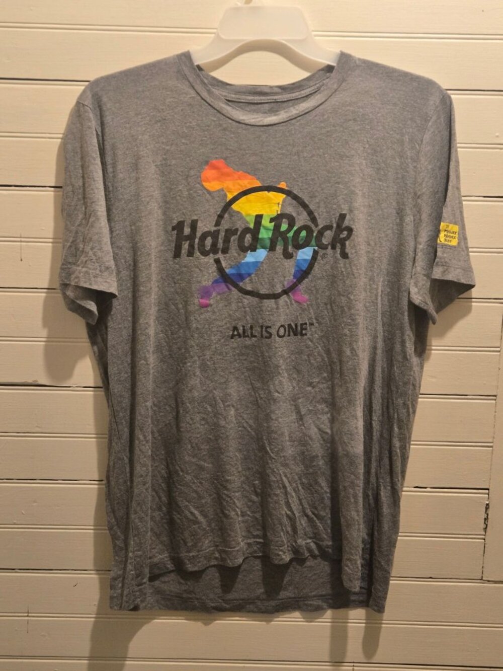 Hard Rock T-Shirt Mens XL Gray Orlando Rainbow Guitar All Is One Tee Charity